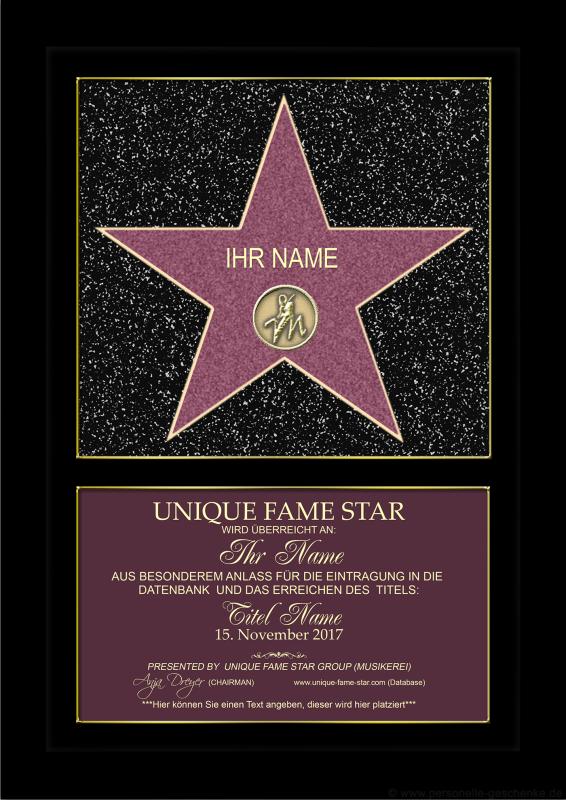 Unique Fame Star Original - Stern in Original-Farbe